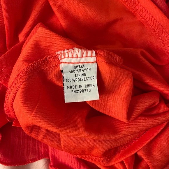 Kings Road lined rayon orange midi dress with embroidered detail. Size L. - Picture 12 of 13